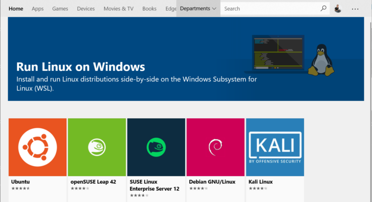 Windows 10 Linux subsystem